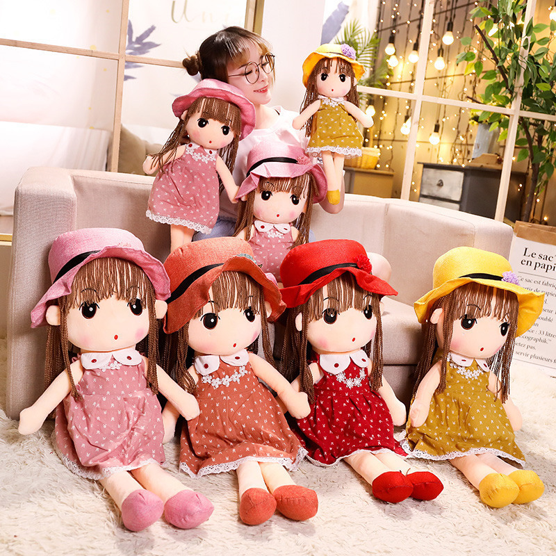 Floral Skirt Straw Hat Plush Toy for Girls Doll Children&#039;s Princess Ragdoll Children&#039;s Day Gift Wholesale
