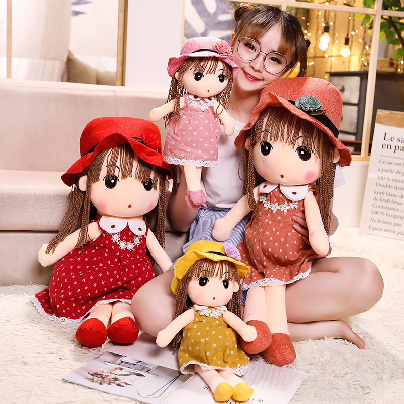 Floral Skirt Straw Hat Plush Toy for Girls Doll Children&#039;s Princess Ragdoll Children&#039;s Day Gift Wholesale