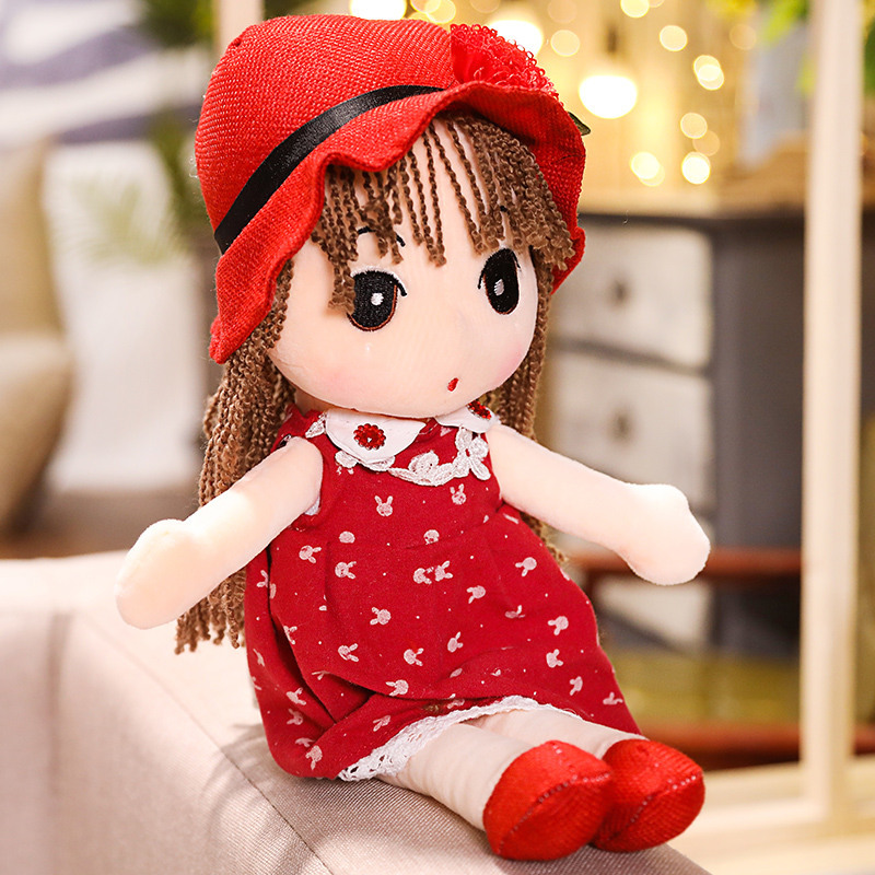 Floral Skirt Straw Hat Plush Toy for Girls Doll Children's Princess Ragdoll Children's Day Gift Wholesale