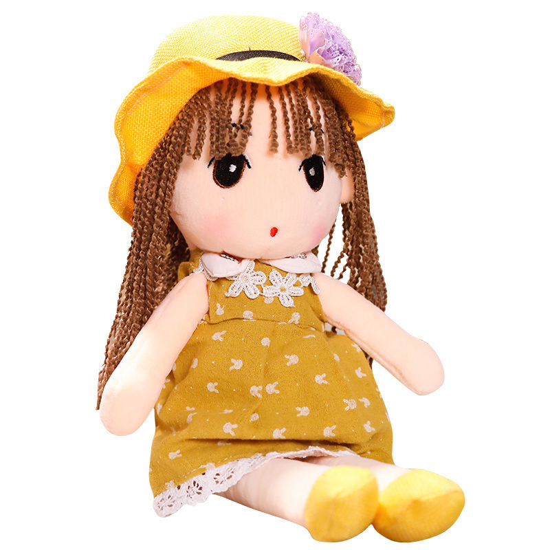 Floral Skirt Straw Hat Plush Toy for Girls Doll Children's Princess Ragdoll Children's Day Gift Wholesale