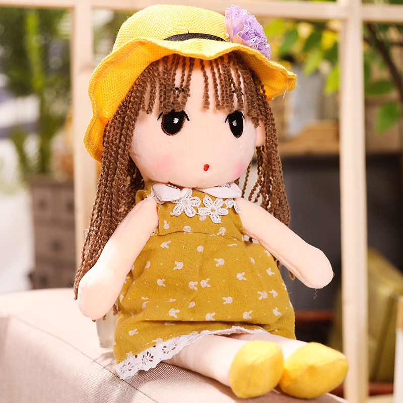 Floral Skirt Straw Hat Plush Toy for Girls Doll Children's Princess Ragdoll Children's Day Gift Wholesale