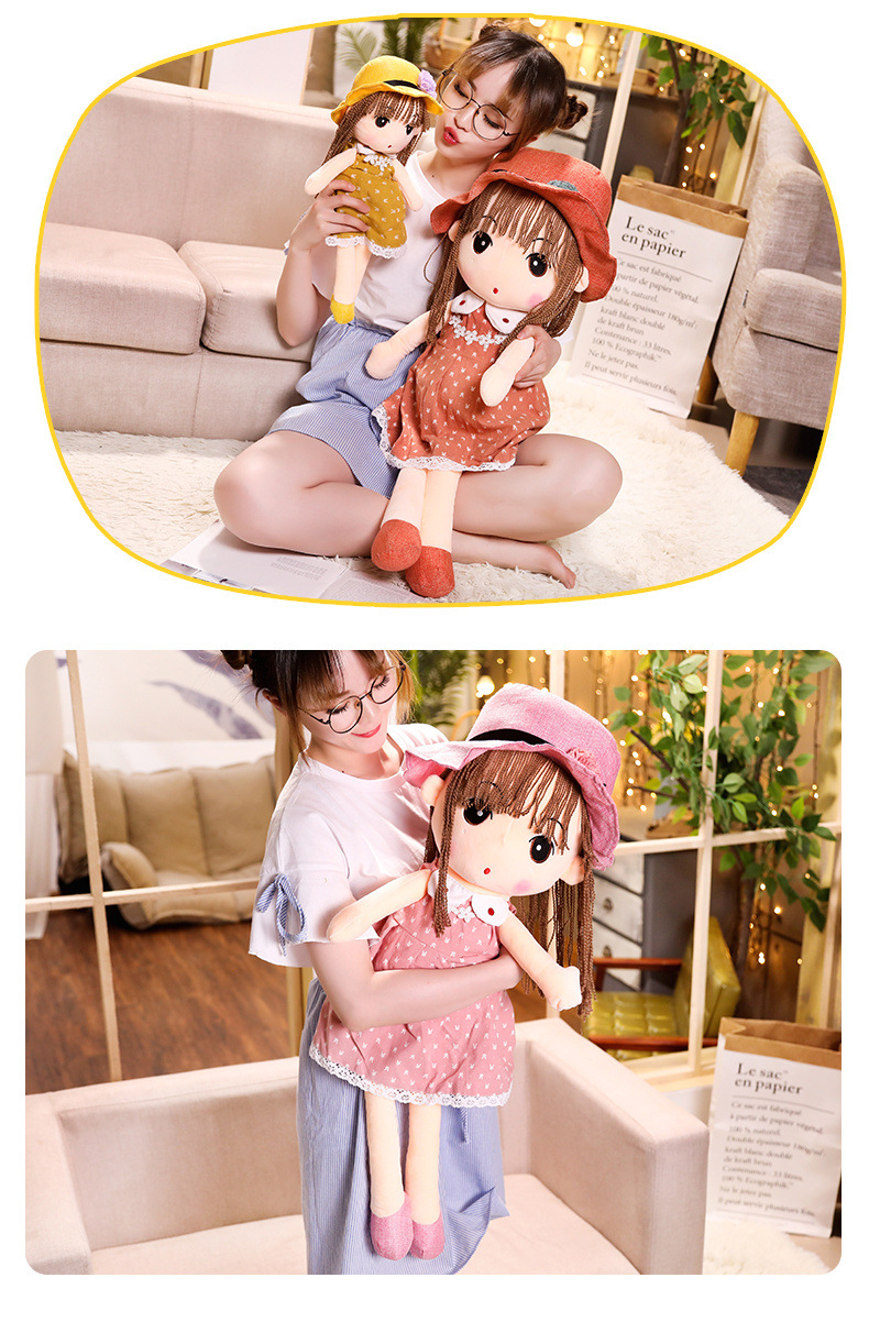 Floral Skirt Straw Hat Plush Toy for Girls Doll Children's Princess Ragdoll Children's Day Gift Wholesale