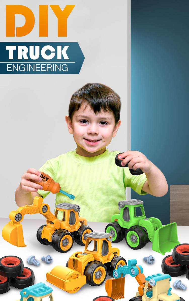 Children Disassembly Engineering Car Toys DIY Nut Assembly Puzzle Disassembly Simulation Sliding Mining Dismountable Car