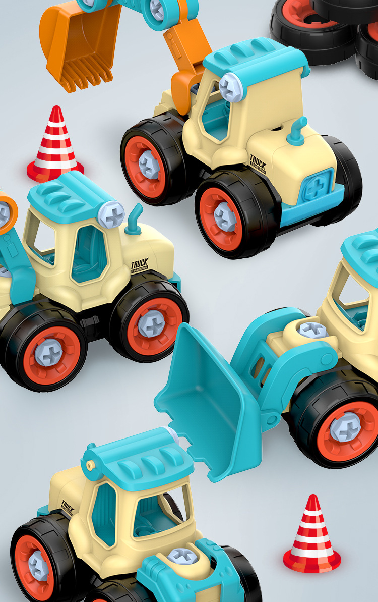 Children Disassembly Engineering Car Toys DIY Nut Assembly Puzzle Disassembly Simulation Sliding Mining Dismountable Car