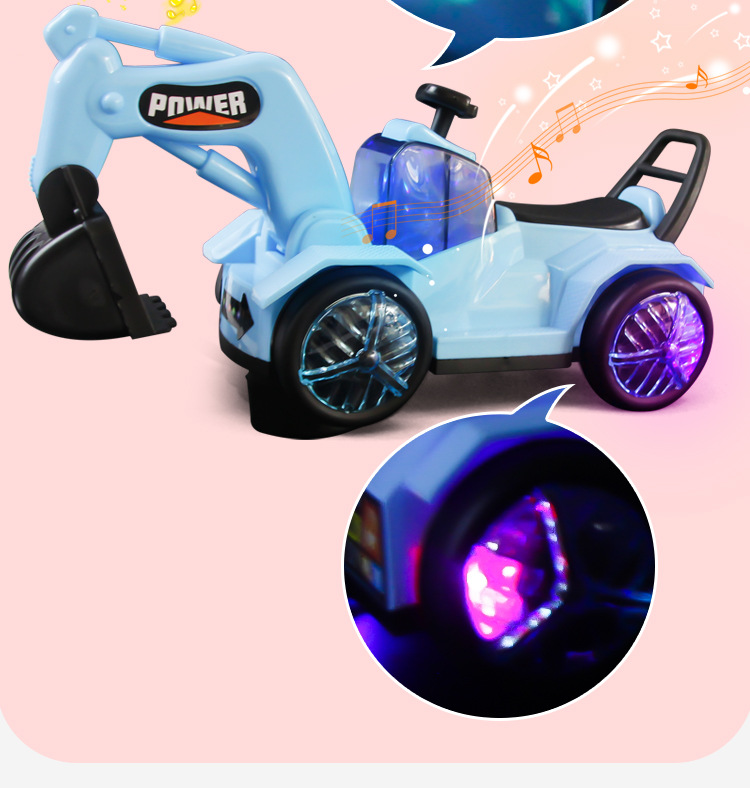Cross-Border Children's Electric Universal Excavator Cartoon Light Music Engineering Car Boy 3-6 Years Old Toy Car Gift