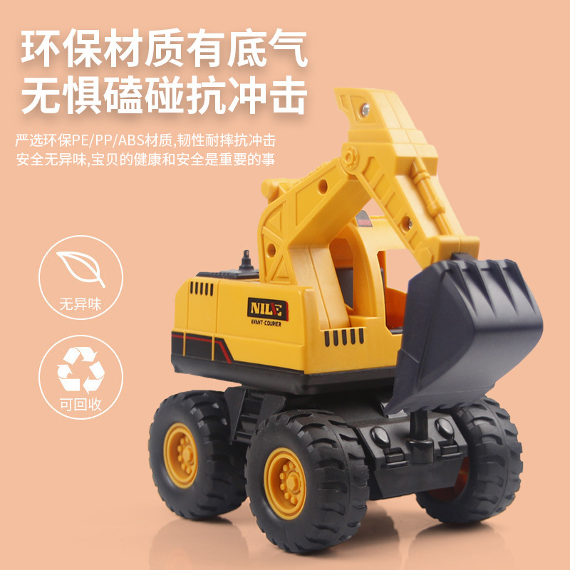 New Children&#039;s Inertia Engineering Vehicle Large Drop-Resistant Simulation Rotating Excavator Boy Toy Car Stall Gift