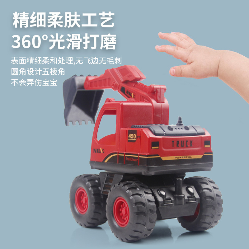 New Children&#039;s Inertia Engineering Vehicle Large Drop-Resistant Simulation Rotating Excavator Boy Toy Car Stall Gift