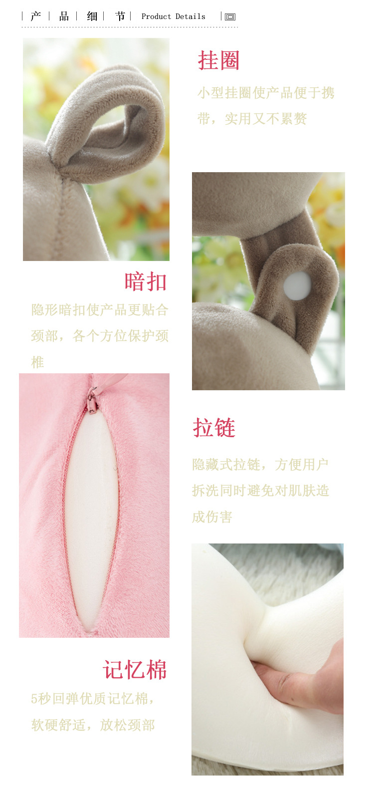 Memory Pillow U-Shaped Pillow Core Travel Neck Pillow U-Shaped Neck Pillow Logo Embroidery U-Shaped Pillow Solid Color Memory Foam U-Shaped Pillow