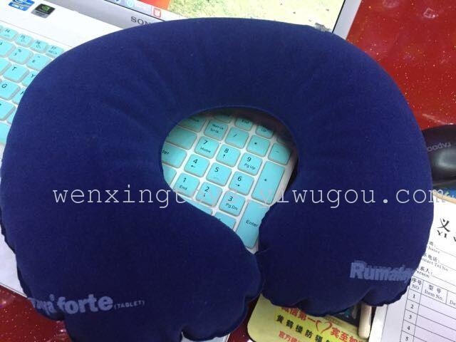 Adult children inflatable U pillow flocking PVC cushion air pillow