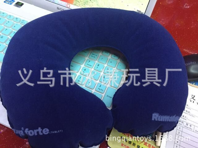 Adult children inflatable U pillow flocking PVC cushion air pillow