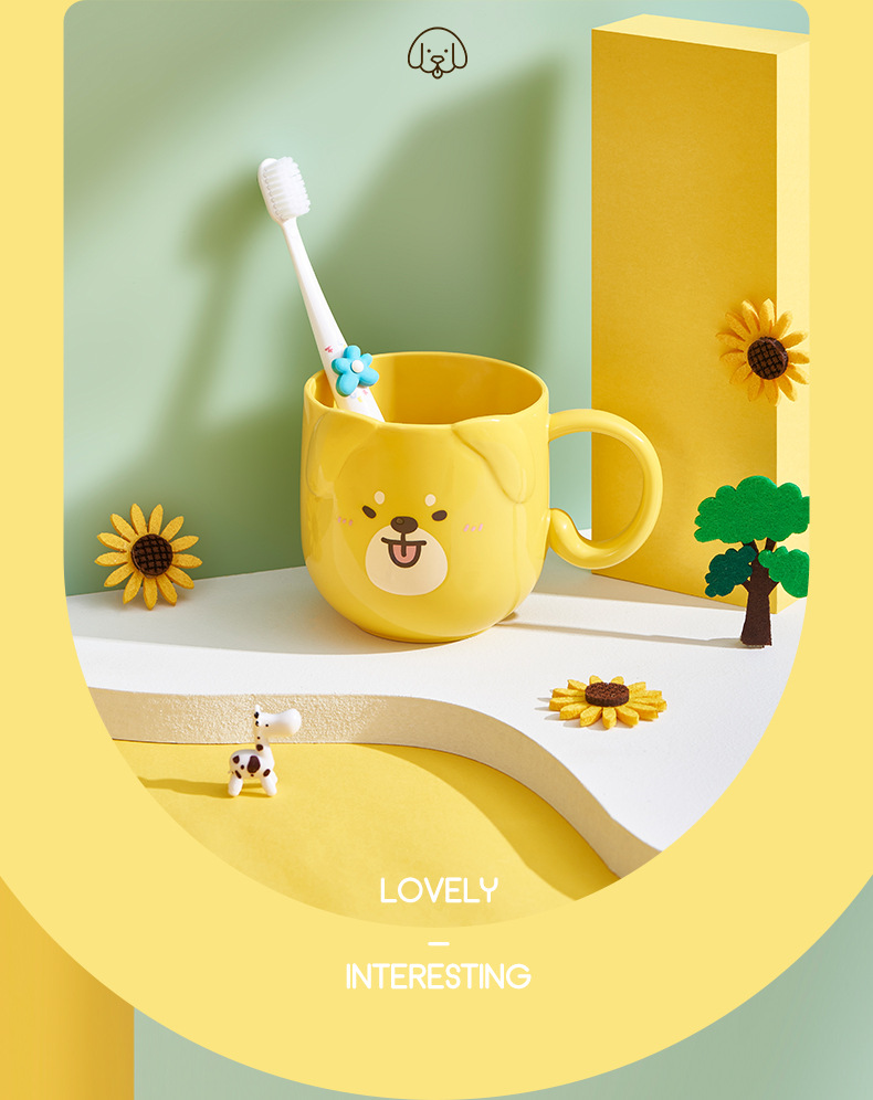 New Baby Toothbrush Cup Puppy Cartoon Gargle Cup Easy to Clean Cute Cup Toothbrush Cup for Children Anti-Fall Cup