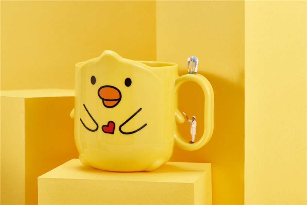 J6266 Small Yellow Duck Cup Children's Mouthwash Cup Cup Cute Tooth Cup Household Mouthwash Cup Cup Cartoon Toothbrush Cup