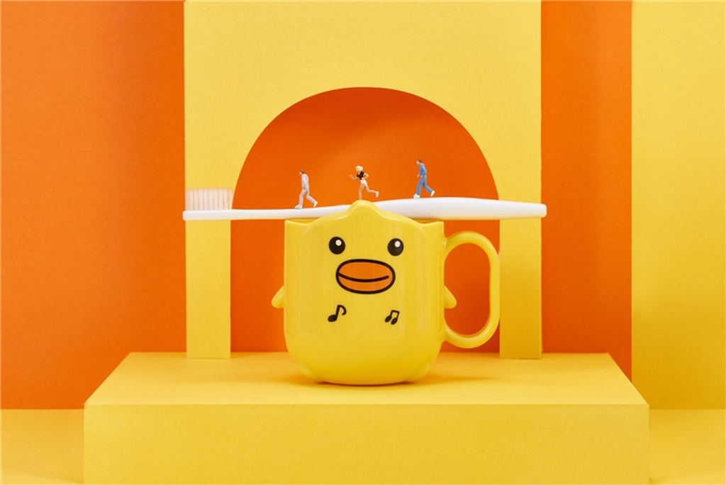 J6266 Small Yellow Duck Cup Children's Mouthwash Cup Cup Cute Tooth Cup Household Mouthwash Cup Cup Cartoon Toothbrush Cup