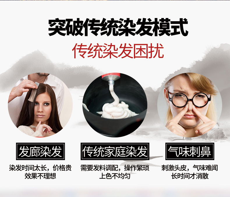 Nanjing Tongrentang Black Hair Dye Shampoo Natural Black Plant Bubble Hair Color Cream Pure White to Black Cover White Hair
