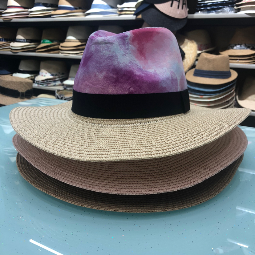 Popular Tie-Dye Straw Hat Women's Beach Sun-Proof Top Hat
