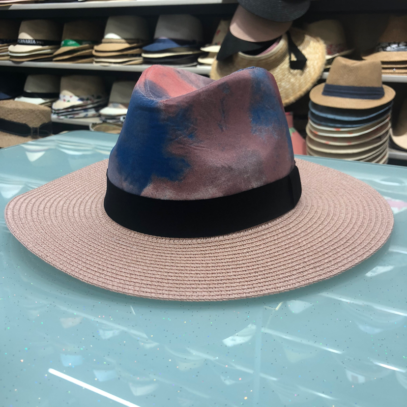 Popular Tie-Dye Straw Hat Women&#039;s Beach Sun-Proof Top Hat