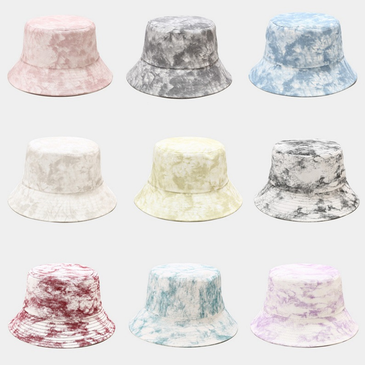 Cotton Tie-dye Unisex Bucket Hat Cap Outdoor Travel Sun Prot