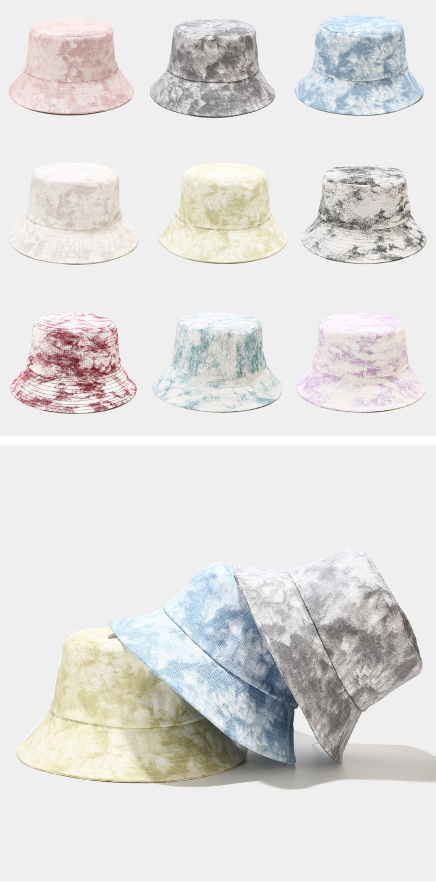 Cotton Tie-dye Unisex Bucket Hat Cap Outdoor Travel Sun Prot