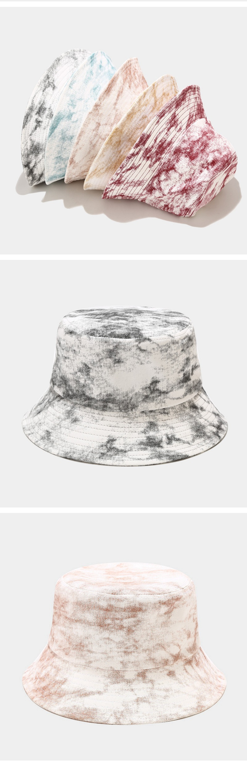 Cotton Tie-dye Unisex Bucket Hat Cap Outdoor Travel Sun Prot