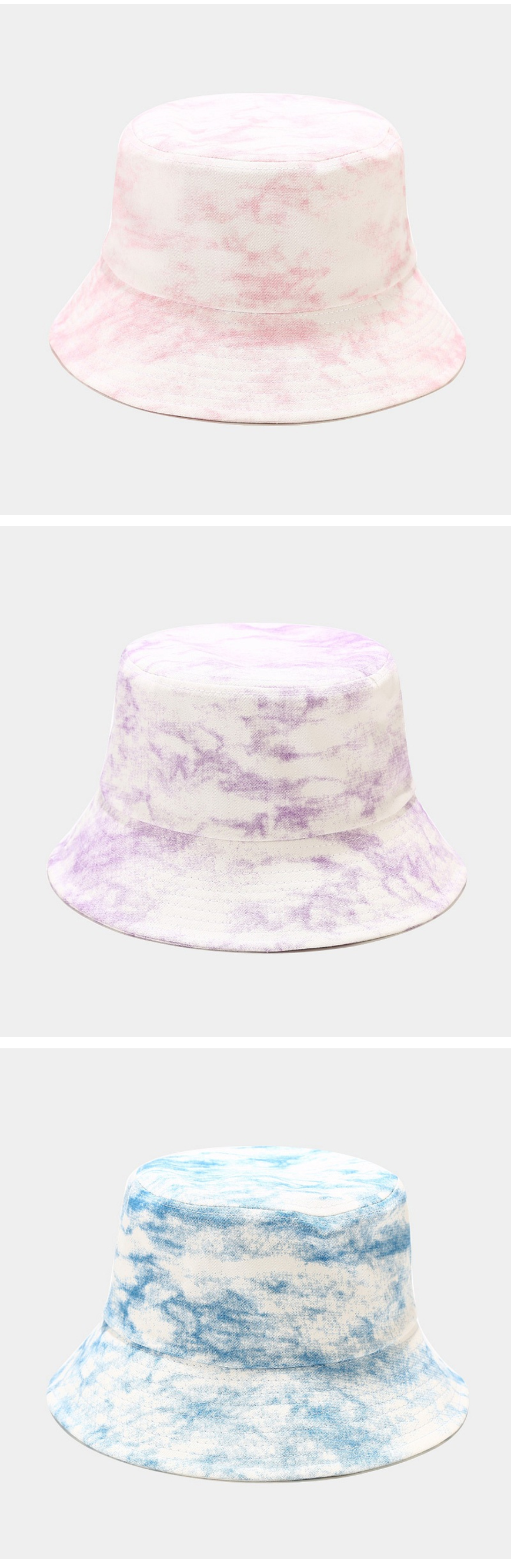Cotton Tie-dye Unisex Bucket Hat Cap Outdoor Travel Sun Prot