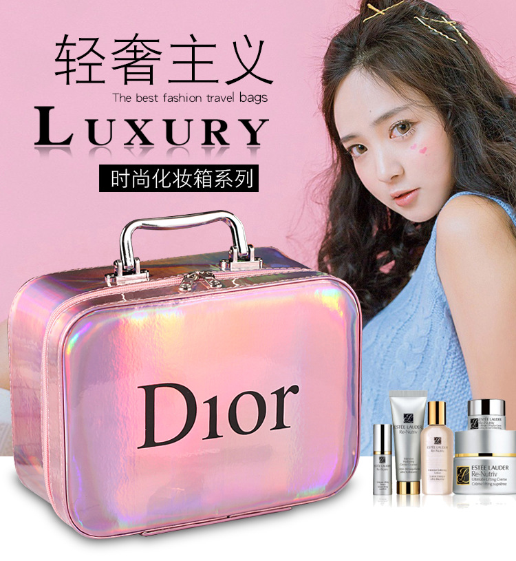 Small-Size Cosmetic Bag Portable Korean Simple Mini Girl Heart Cute Storage Box Large Capacity Portable Cosmetic Case
