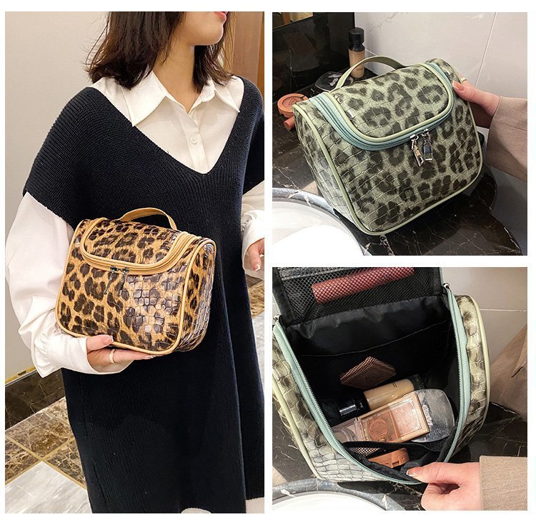 Cross-Border Fashion Leopard Print Small Bag Women's Bag 2021 Trendy New Korean Style Ins Internet Celebrity Versatile Handheld Cosmetic Bag Pu