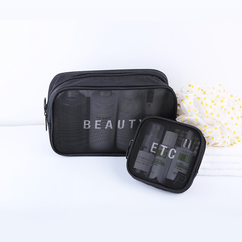 Korea travel multi-functional cosmetic bag size portable toiletry bag Ladies transparent gauze toiletry bag