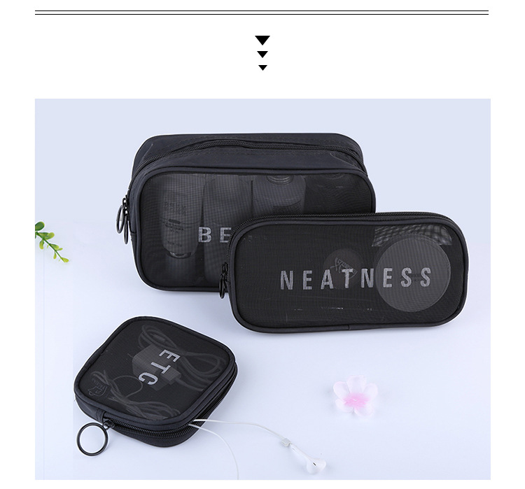 Korea travel multi-functional cosmetic bag size portable toiletry bag Ladies transparent gauze toiletry bag