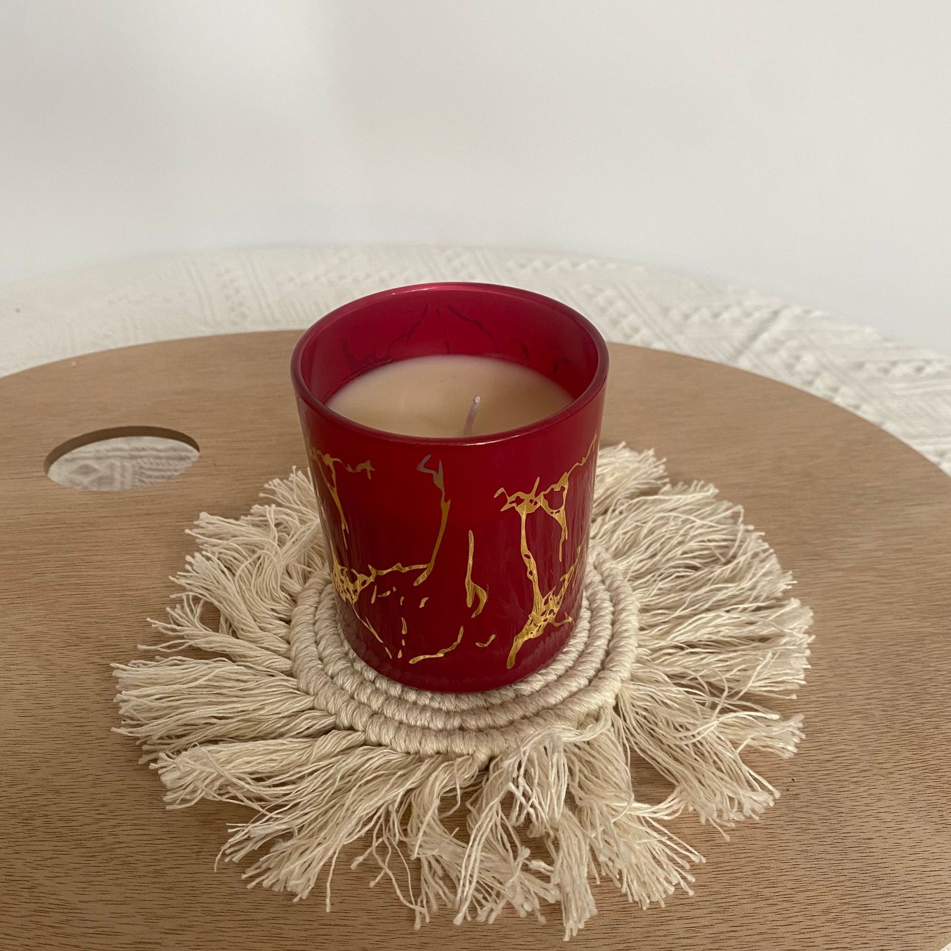 Factory Wholesale Marble Pattern Glass Canned Aromatherapy Candle Natural Fragrance Gift