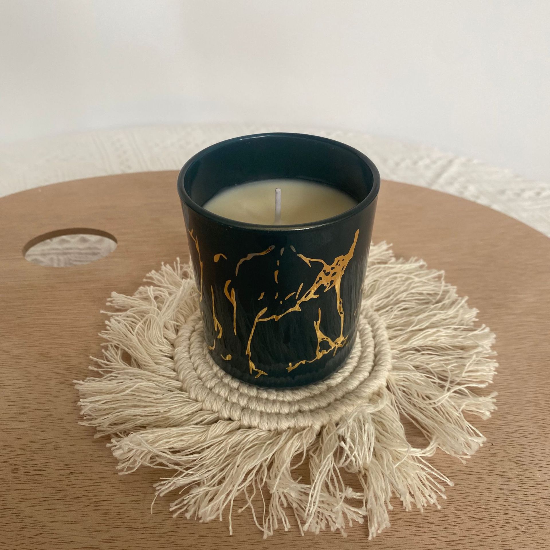 Factory Wholesale Marble Pattern Glass Canned Aromatherapy Candle Natural Fragrance Gift Factory Wholesale Marble Pattern Glass Canned Aromatherapy Candle Natural Fragrance Gift