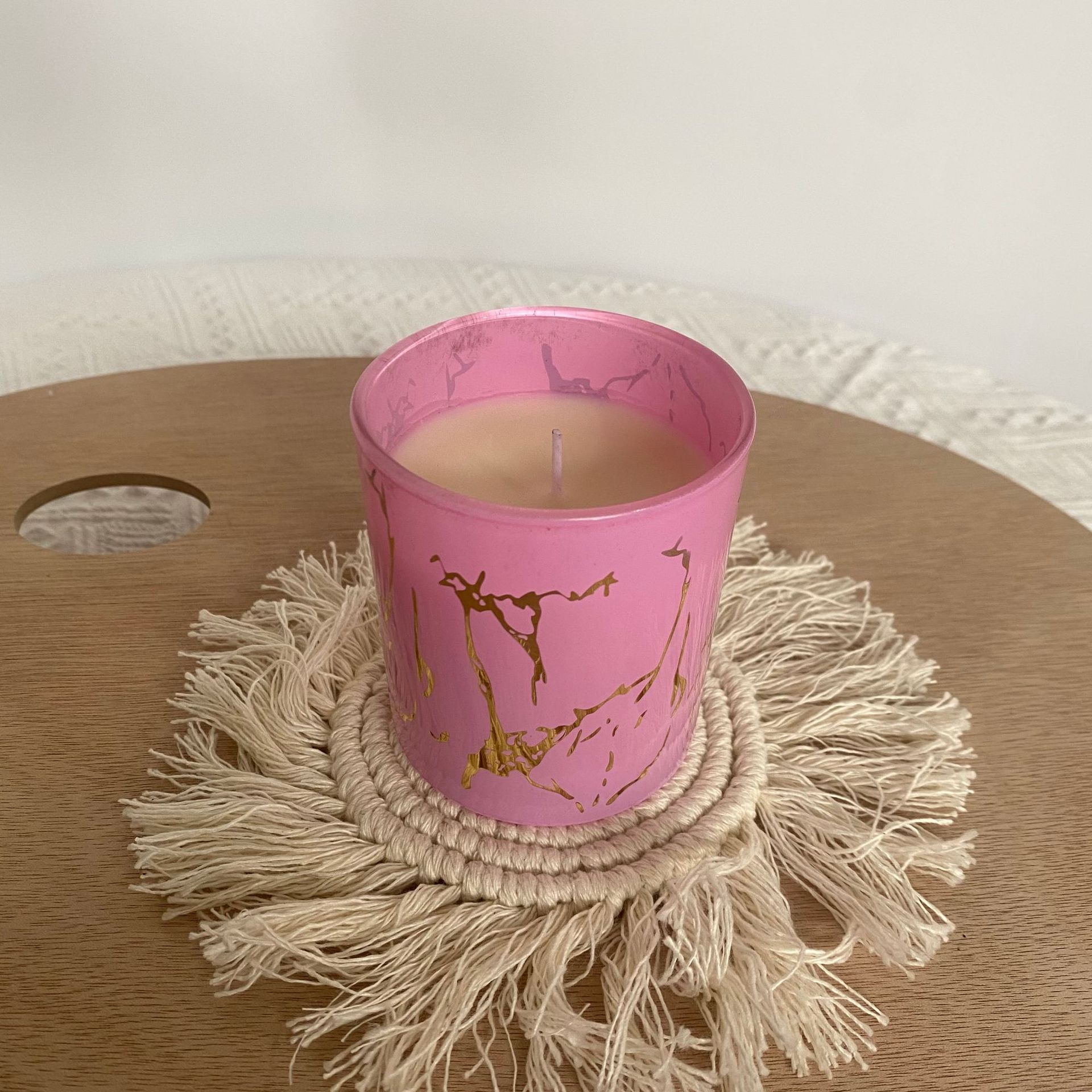 Factory Wholesale Marble Pattern Glass Canned Aromatherapy Candle Natural Fragrance Gift Factory Wholesale Marble Pattern Glass Canned Aromatherapy Candle Natural Fragrance Gift