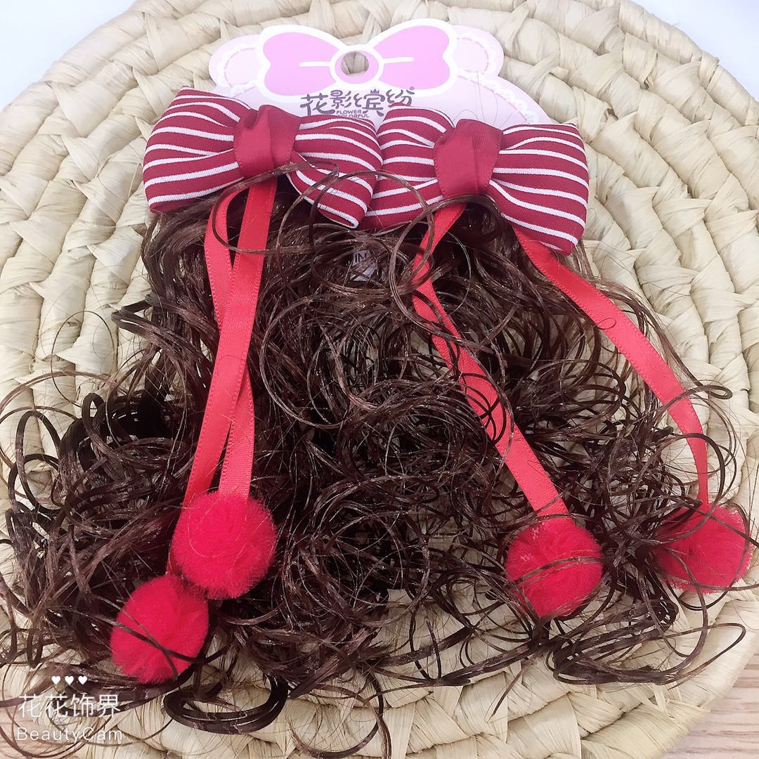 Barrettes Wig Headdress Princess Little Girl Hair Ball Ribbon Curly Hair Shape Girl Baby Hair Accessories Barrettes Wig Headdress Princess Little Girl Hair Ball Ribbon Curly Hair Shape Girl Baby Hair Accessories
