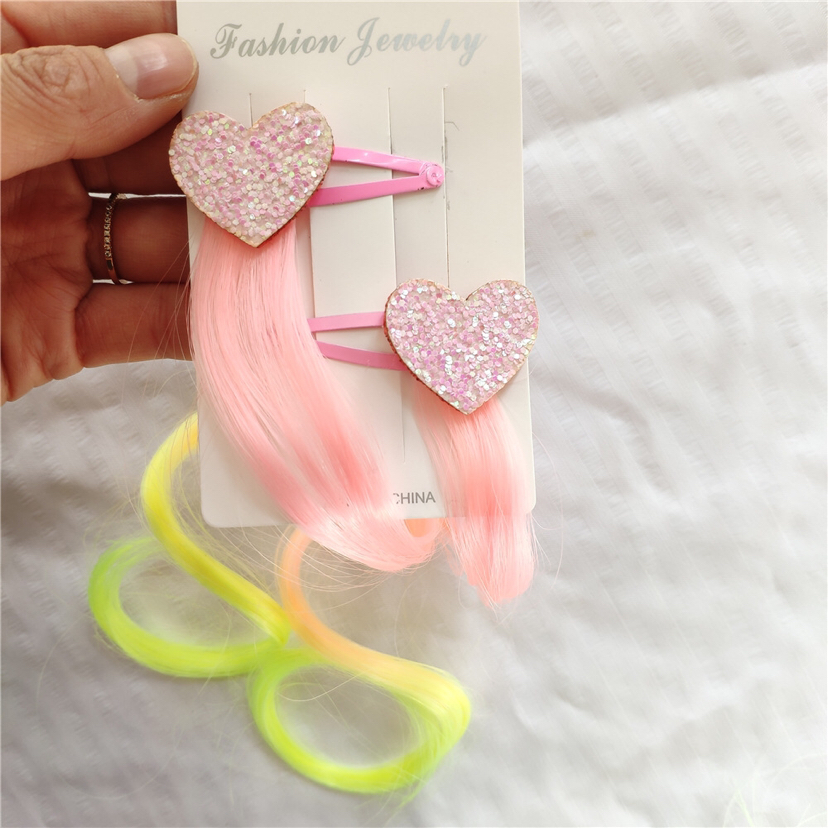 Korean Style Children's Dyed Gradient Color Wig Hair Accessories XINGX Butterfly Love Pink and Yellow Curly Hair a Pair of Hairclips Baby Headdress Korean Style Children's Dyed Gradient Color Wig Hair Accessories XINGX Butterfly Love Pink and Yellow Curly Hair a Pair of Hairclips Baby Headdress