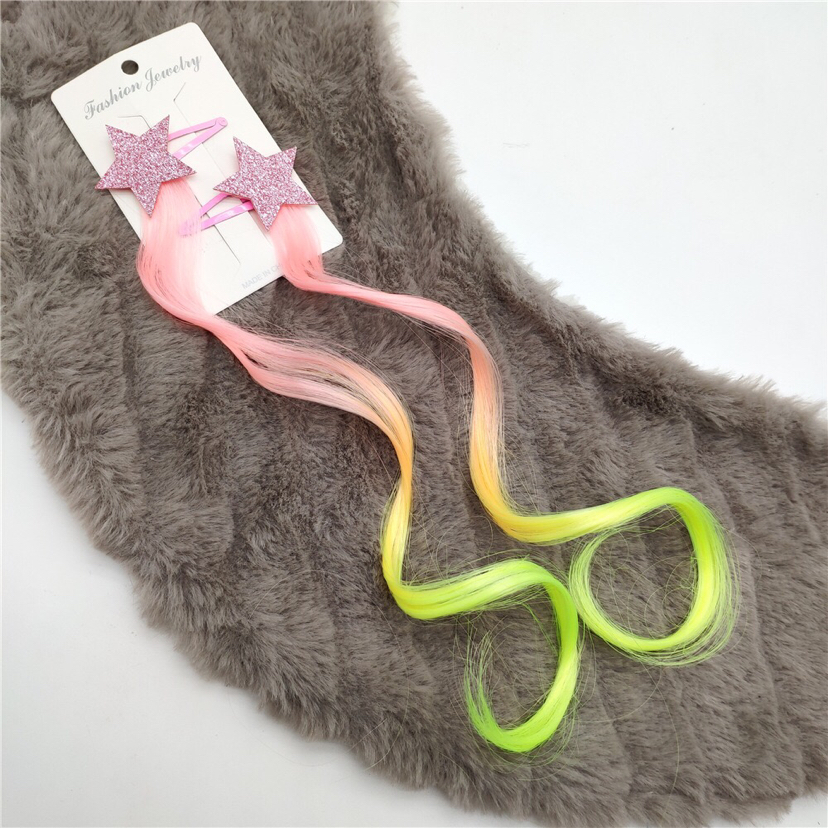 Korean Style Children's Dyed Gradient Color Wig Hair Accessories XINGX Butterfly Love Pink and Yellow Curly Hair a Pair of Hairclips Baby Headdress Korean Style Children's Dyed Gradient Color Wig Hair Accessories XINGX Butterfly Love Pink and Yellow Curly Hair a Pair of Hairclips Baby Headdress