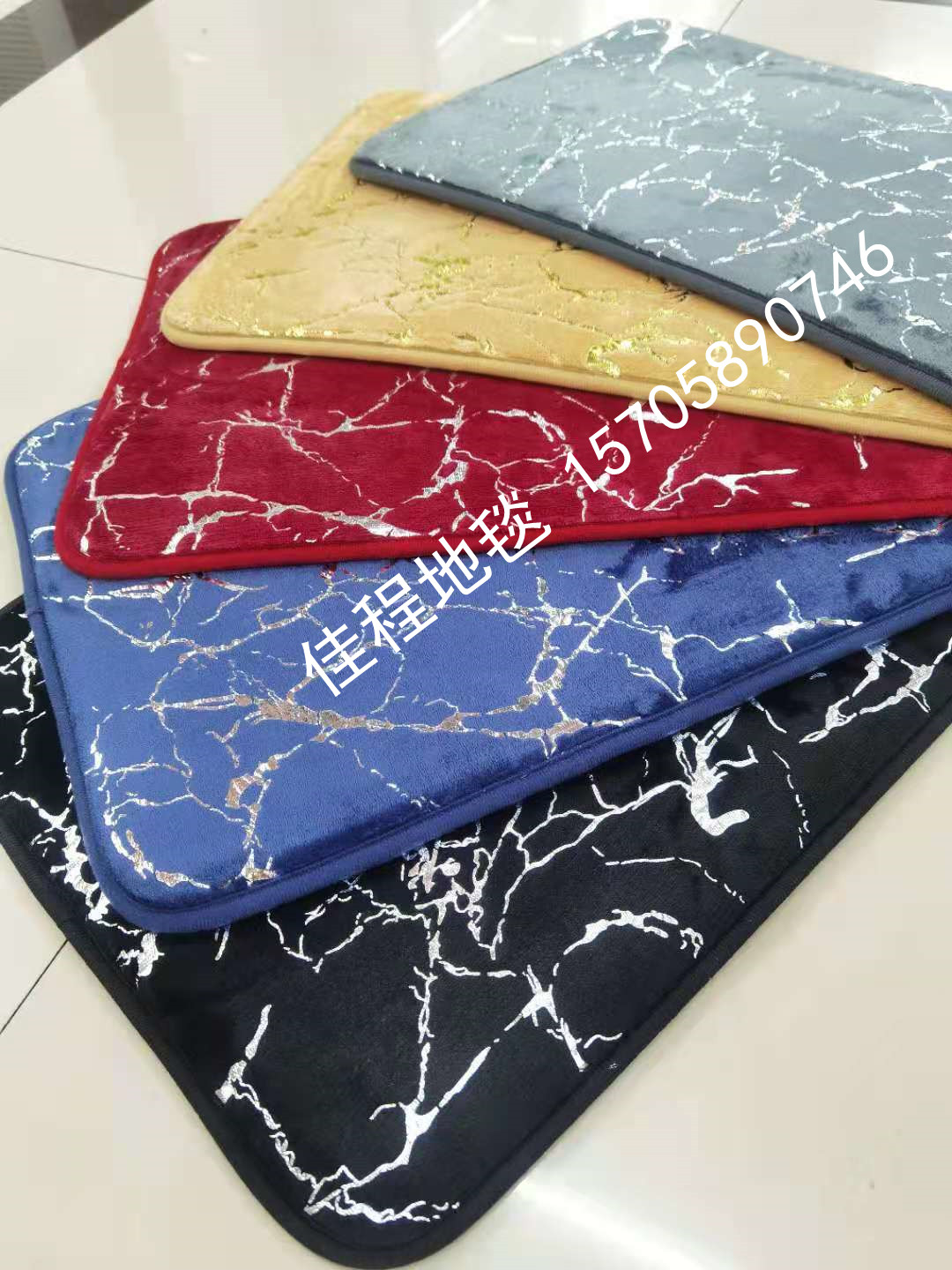 New Flannel Gilding Floor Mat Blonde Velvet Floor Mat Door Mat Non-Slip Mat Golden Crack Floor Mat Large