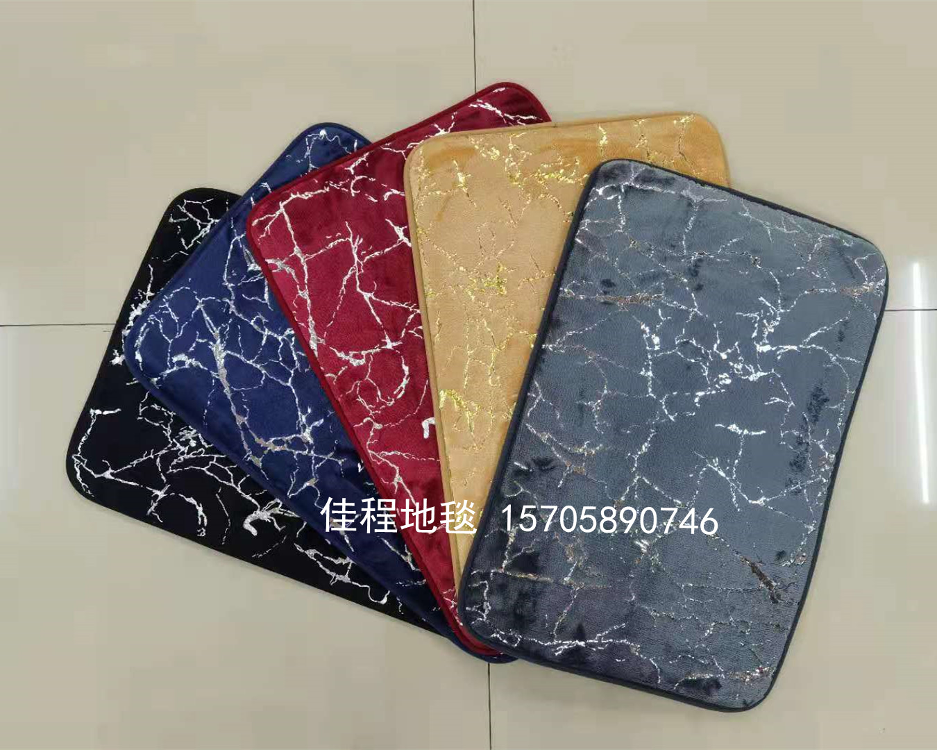 New Flannel Gilding Floor Mat Blonde Velvet Floor Mat Door Mat Non-Slip Mat Golden Crack Floor Mat Large