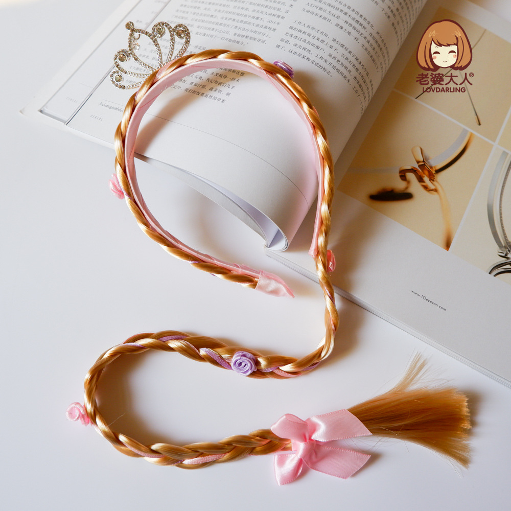 Fairy Tale Princess Crown Embedded Rhinestone Wig Braid Children's Headband Independent Packaging Blonde Braid Headband Hair Accessories Fairy Tale Princess Crown Embedded Rhinestone Wig Braid Children's Headband Independent Packaging Blonde Braid Headband Hair Accessories