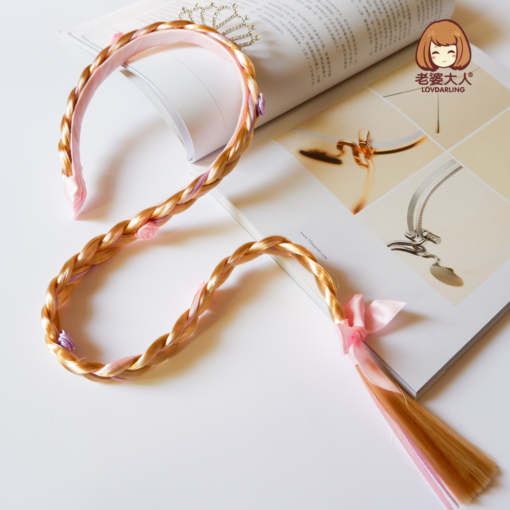 Fairy Tale Princess Crown Embedded Rhinestone Wig Braid Children's Headband Independent Packaging Blonde Braid Headband Hair Accessories Fairy Tale Princess Crown Embedded Rhinestone Wig Braid Children's Headband Independent Packaging Blonde Braid Headband Hair Accessories