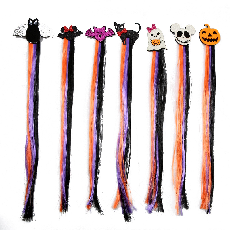 Halloween Wig Dress up Hairpin Headdress Bat Pumpkin Hairpin Ball Party Black Woven Hair Accessories Props