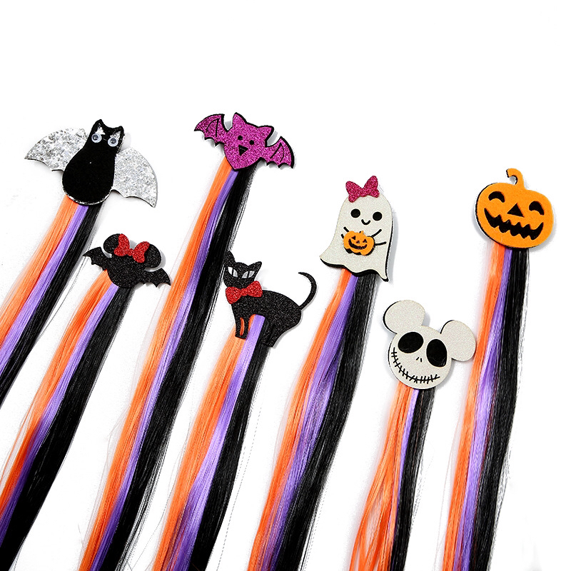 Halloween Wig Dress up Hairpin Headdress Bat Pumpkin Hairpin Ball Party Black Woven Hair Accessories Props