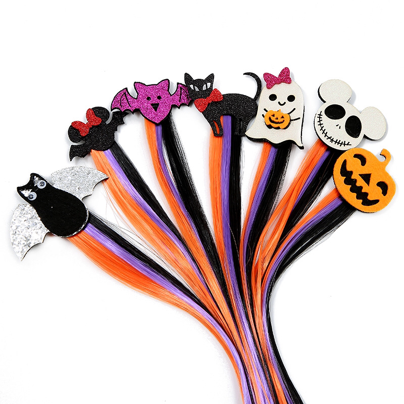 Halloween Wig Dress up Hairpin Headdress Bat Pumpkin Hairpin Ball Party Black Woven Hair Accessories Props