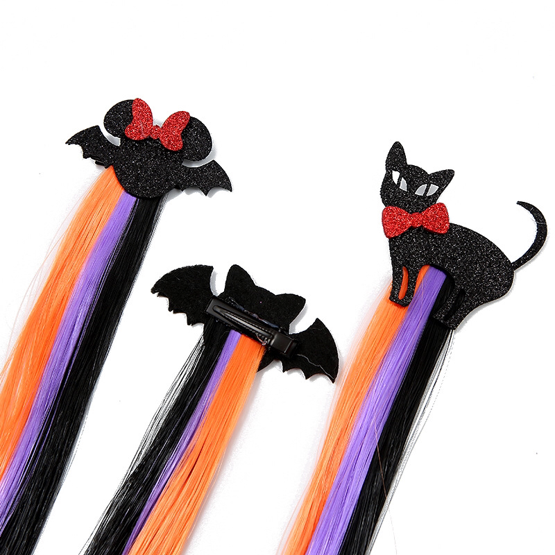 Halloween Wig Dress up Hairpin Headdress Bat Pumpkin Hairpin Ball Party Black Woven Hair Accessories Props Halloween Wig Dress up Hairpin Headdress Bat Pumpkin Hairpin Ball Party Black Woven Hair Accessories Props
