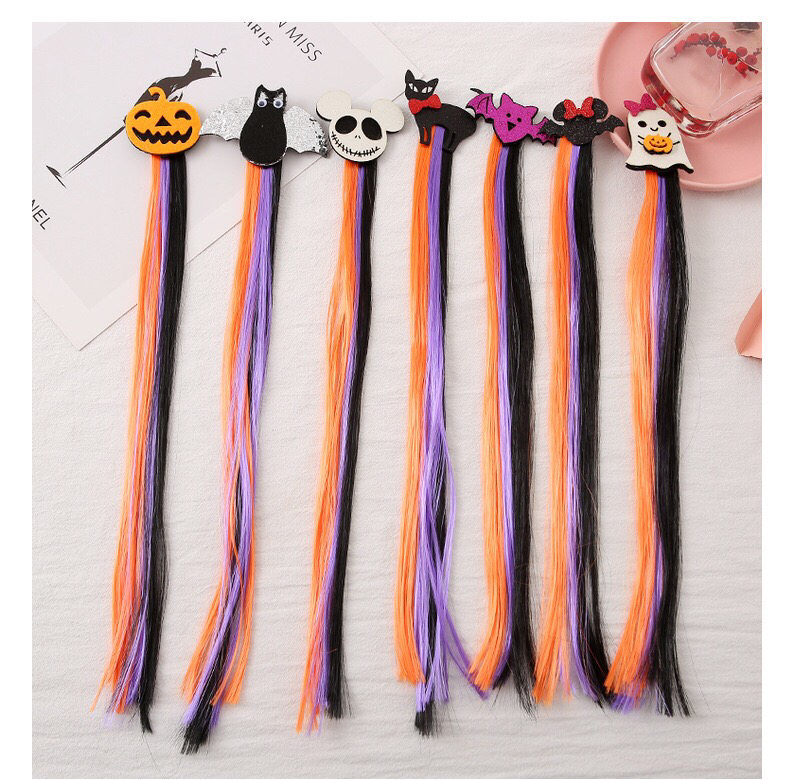 Halloween Wig Dress up Hairpin Headdress Bat Pumpkin Hairpin Ball Party Black Woven Hair Accessories Props Halloween Wig Dress up Hairpin Headdress Bat Pumpkin Hairpin Ball Party Black Woven Hair Accessories Props