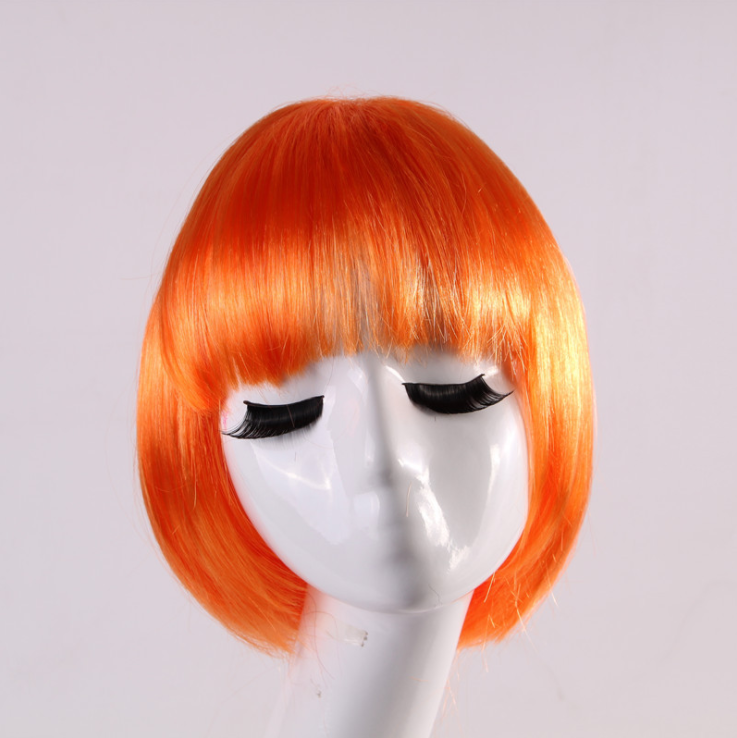 Masquerade Halloween Students Wear Cos Wig Straight Bangs Bobhaircut Short Straight Hair Wig for Women