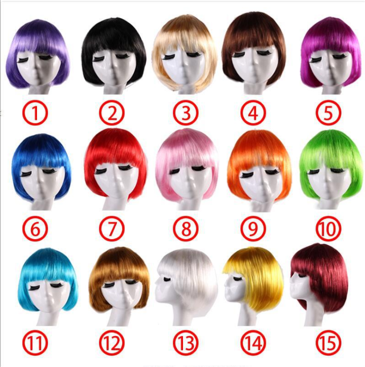 Masquerade Halloween Students Wear Cos Wig Straight Bangs Bobhaircut Short Straight Hair Wig for Women Masquerade Halloween Students Wear Cos Wig Straight Bangs Bobhaircut Short Straight Hair Wig for Women