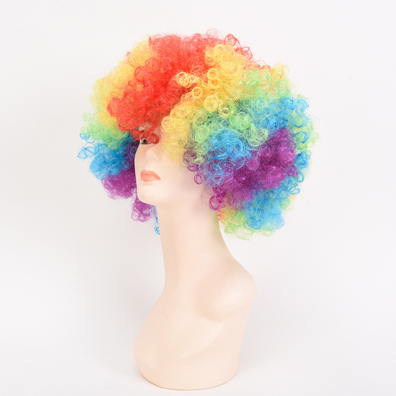 Halloween European and American Afro Wig Cosplay Fan Wig Clown Head Cover Children's Rainbow Party Wig Halloween European and American Afro Wig Cosplay Fan Wig Clown Head Cover Children's Rainbow Party Wig