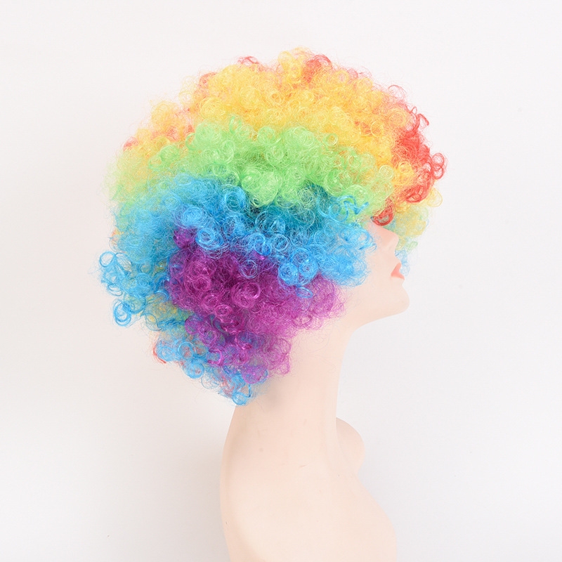 Halloween European and American Afro Wig Cosplay Fan Wig Clown Head Cover Children's Rainbow Party Wig Halloween European and American Afro Wig Cosplay Fan Wig Clown Head Cover Children's Rainbow Party Wig