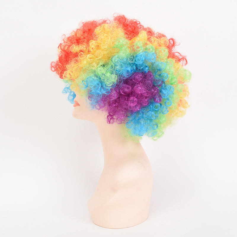 Halloween European and American Afro Wig Cosplay Fan Wig Clown Head Cover Children's Rainbow Party Wig Halloween European and American Afro Wig Cosplay Fan Wig Clown Head Cover Children's Rainbow Party Wig