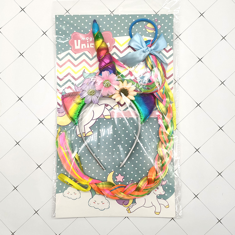 Factory in Stock Amazon Cross-Border Unicorn Role Play Halloween Dress up Headband Wig Braid Suit Factory in Stock Amazon Cross-Border Unicorn Role Play Halloween Dress up Headband Wig Braid Suit