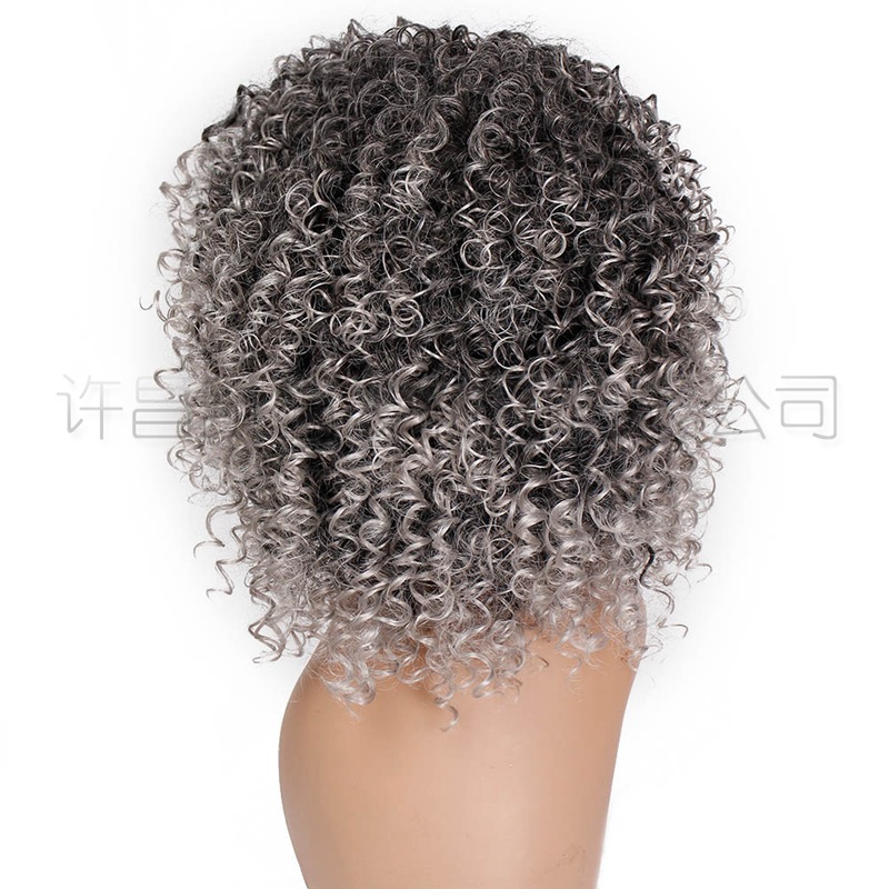 Wig Female Wig Gray Fluffy Explosion Wig African Wig CrossBorder Currently Available Whole